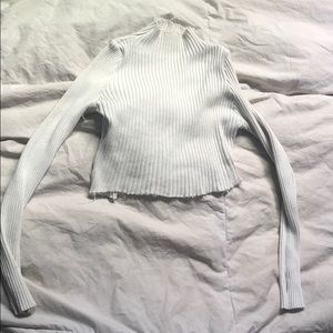 White crop top turtleneck